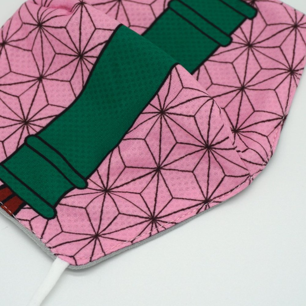 Pink Nezuko Face mask kimono face mask - Picture 2 of 6
